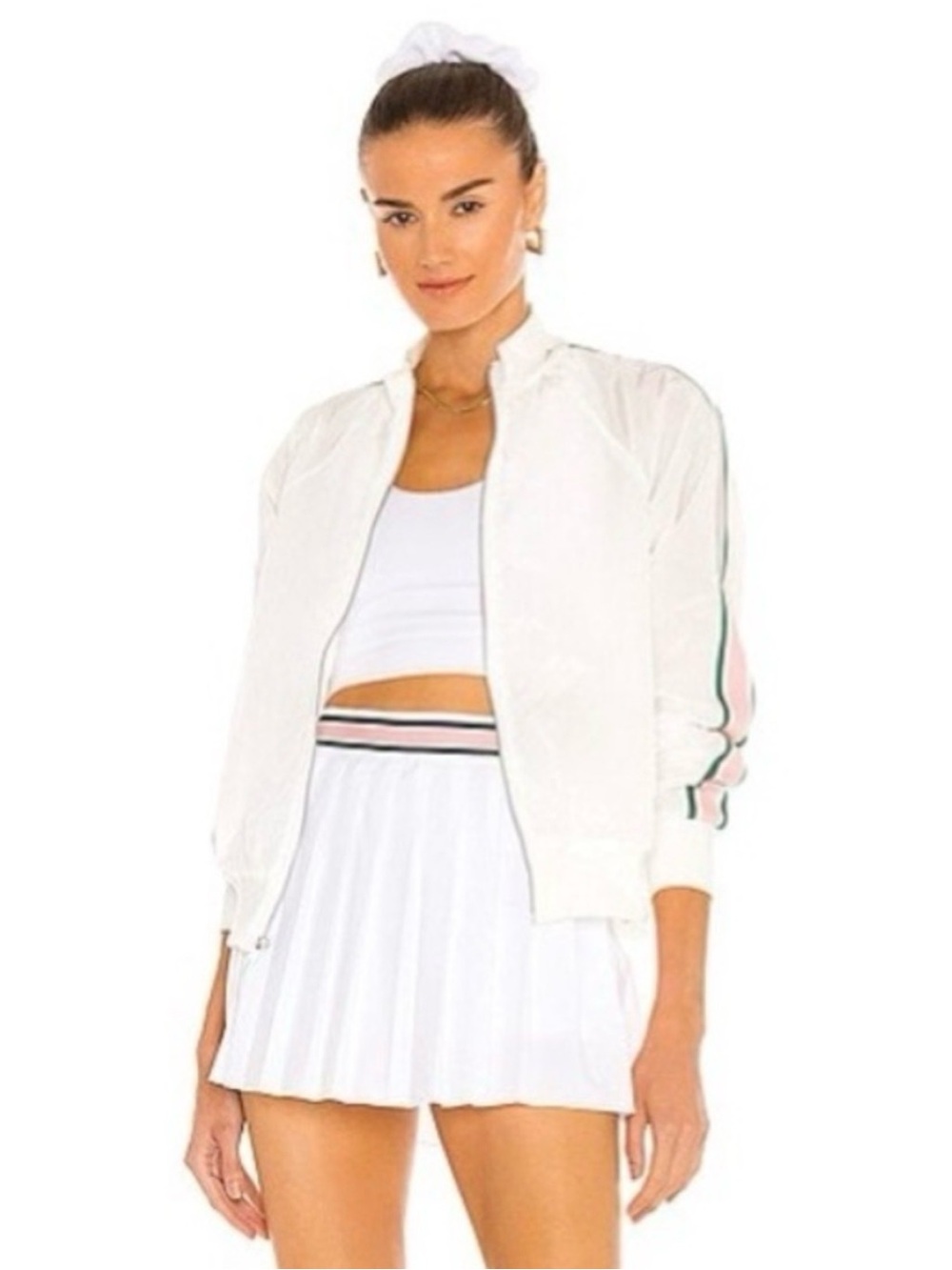 REVOLVE Tennis Club White Skirt with Pink Waistband Accent